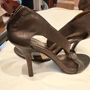 Pelle Moda Dark Brown Shiny Strappy Heels